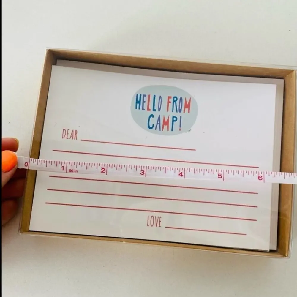 NEW ANTHROPOLOGIE White Red Blue Illustrated Camp Retro Card Notecards s/6